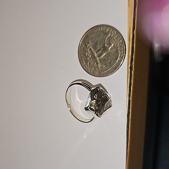New Meteorite Campo del Ciclo Sterling Silver Ring size 7.5 - Picture 4 of 10